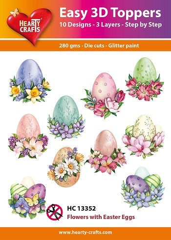 HEARTY CRAFTS EASY 3D TOPPERS FLOWERS WITH EASTER EGGS - HC13352