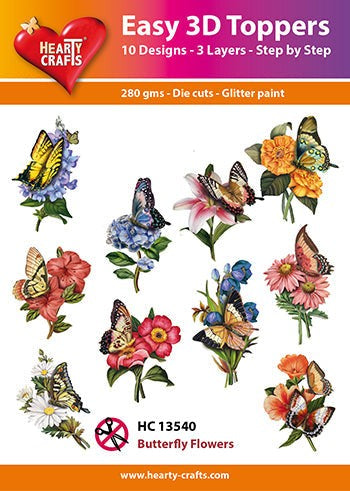 HEARTY CRAFTS EASY 3D TOPPERS BUTTERLY FLOWERS - HC13540