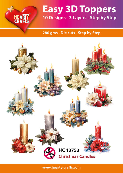 HEARTY CRAFTS EASY 3D TOPPERS CHRISTMAS CANDLES - HC13753