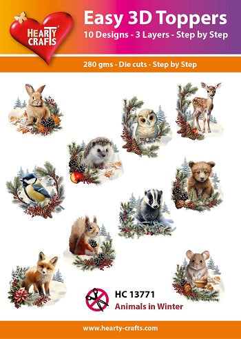 HEARTY CRAFTS EASY 3D TOPPERS ANIMALS IN WINTER - HC13771