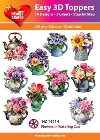 HEARTY CRAFTS EASY 3D TOPPERS FLOWERS IN WATERING CAN- HC14214