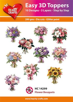 HEARTY CRAFTS EASY 3D TOPPERS FLOWER BOUQUETS - HC14299