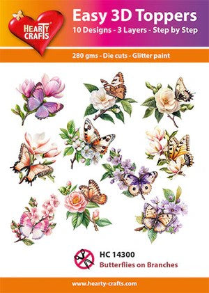 HEARTY CRAFTS EASY 3D TOPPERS  BUTTERFLIES ON BRANCHES- HC14300