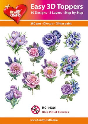 HEARTY CRAFTS EASY 3D TOPPERSBLUE VIOLET FLOWERS - HC14301