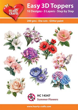 HEARTY CRAFTS EASY 3D TOPPERS  SUMMER FLOWERS - HC14347