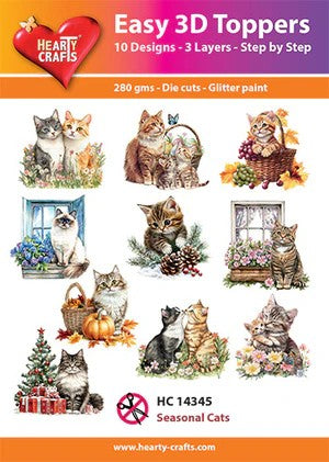 HEARTY CRAFTS EASY 3D TOPPERS  SEASONAL CATS - HC14345