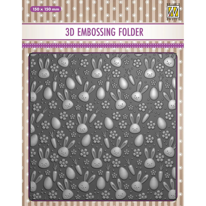 NELLIE'S CHOICE • 3D EMBOSSING FOLDER BACKGROUND BUNNIES AND CARROTS - EF3D085