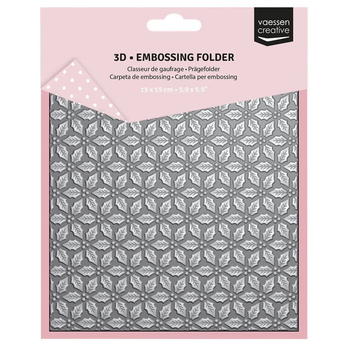 VAESSEN CREATIVE • 3D EMBOSSING FOLDER HOLLY LEAVES -3625-0112