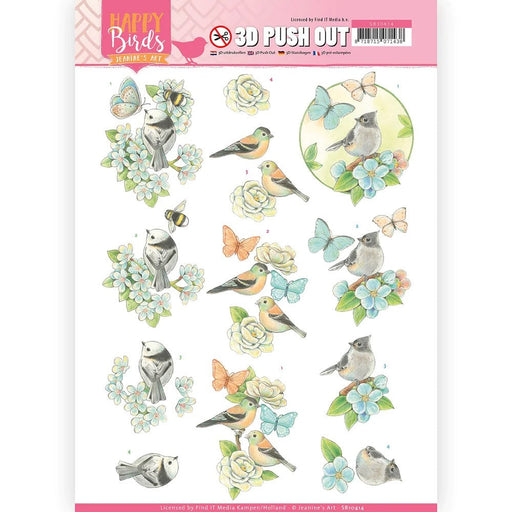 PRECIOUS MARIEKE 3D PUSH OUT HAPPY BIRDS BLUE DANCE - SB10414