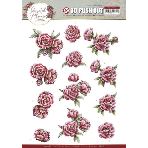AMY DESIGN GRACEFUL FLOWERS 3D PUSH OUT PINK ROSES - SB10625