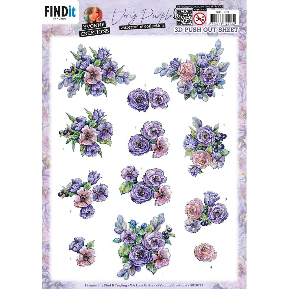 YVONNE CREATIONS 3D PUSH OUT VERY PURPLE BLUEBERRY - SB10723