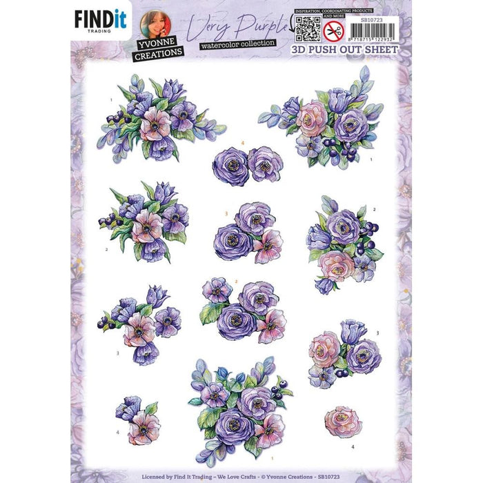 YVONNE CREATIONS 3D PUSH OUT VERY PURPLE BLUEBERRY - SB10723