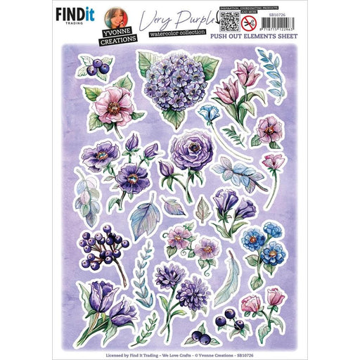 YVONNE CREATIONS 3D PUSH OUT VERY PURPLE ELEMENTS B - SB10726