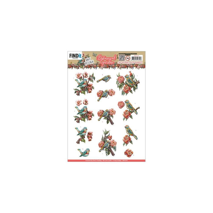 AMY DESIGNS 3D PUSH OUT BOTANICAL GARDEN BIRDS - SB10732