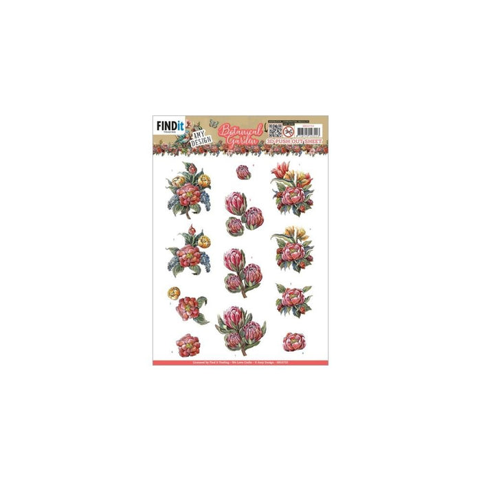 AMY DESIGNS 3D PUSH OUT BOTANICAL GARDEN RED PROTEA - SB10733