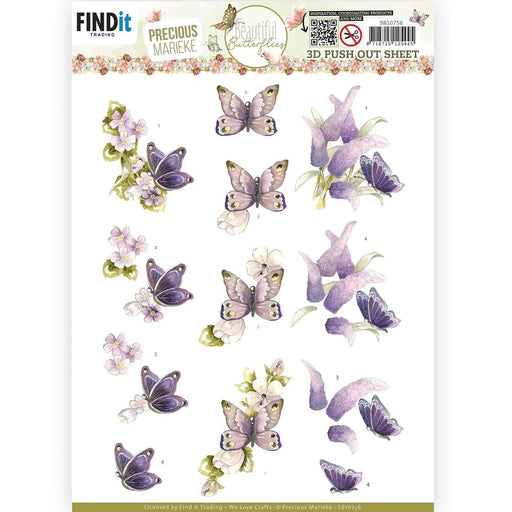 PRECIOUS MARKIEKE 3D PUSH OUTBEAUTIFUL BUTTERFLY PURPLE - SB10756