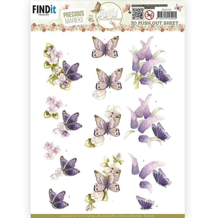 PRECIOUS MARKIEKE 3D PUSH OUTBEAUTIFUL BUTTERFLY PURPLE - SB10756