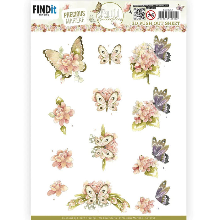 PRECIOUS MARKIEKE 3D PUSH OUTBEAUTIFUL BUTTERFLY PINK - SB10757