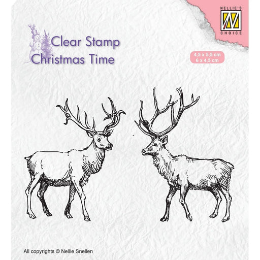 NELLIE'S CHOICE • CHRISTMAS TIME CLEAR STAMPS TWO REINDEER-CT028