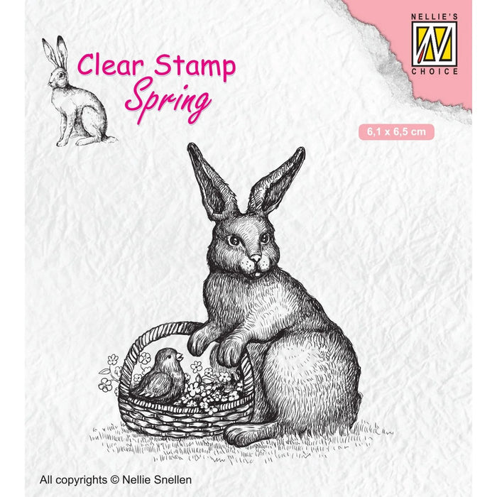 NELLIE'S CHOICE • SPRING CLEAR STAMPS EASTER HARE WITH BASKET - SPCS013