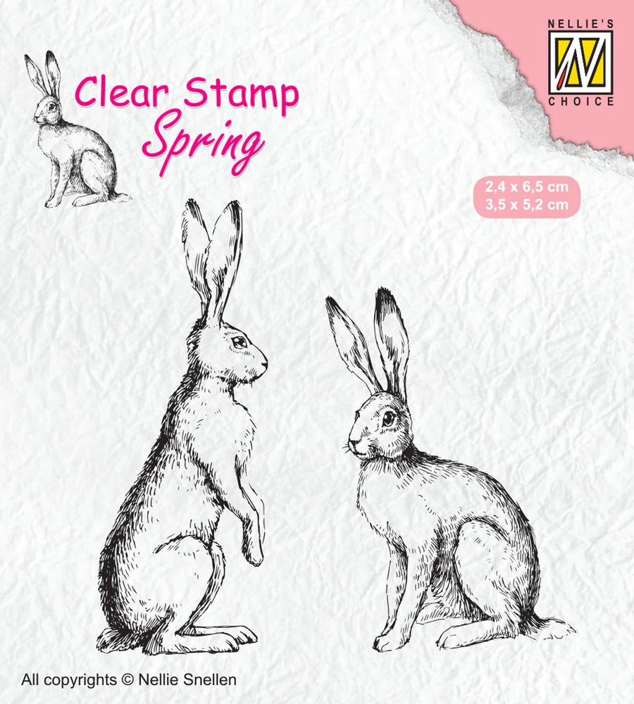 NELLIE'S CHOICE CLEAR STAMP TWO HARES - SPCS014