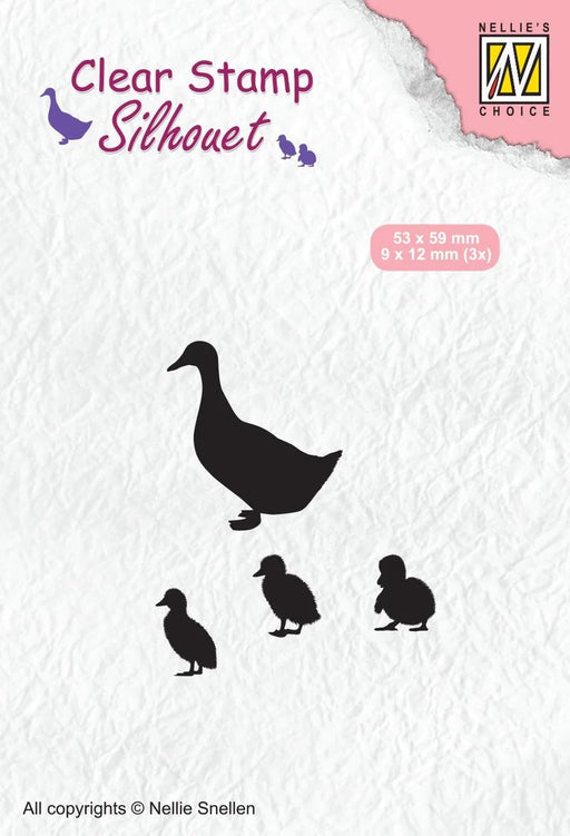 CLEAR STAMP SILHOUETTE DUCK WITH CHICKS - SIL059