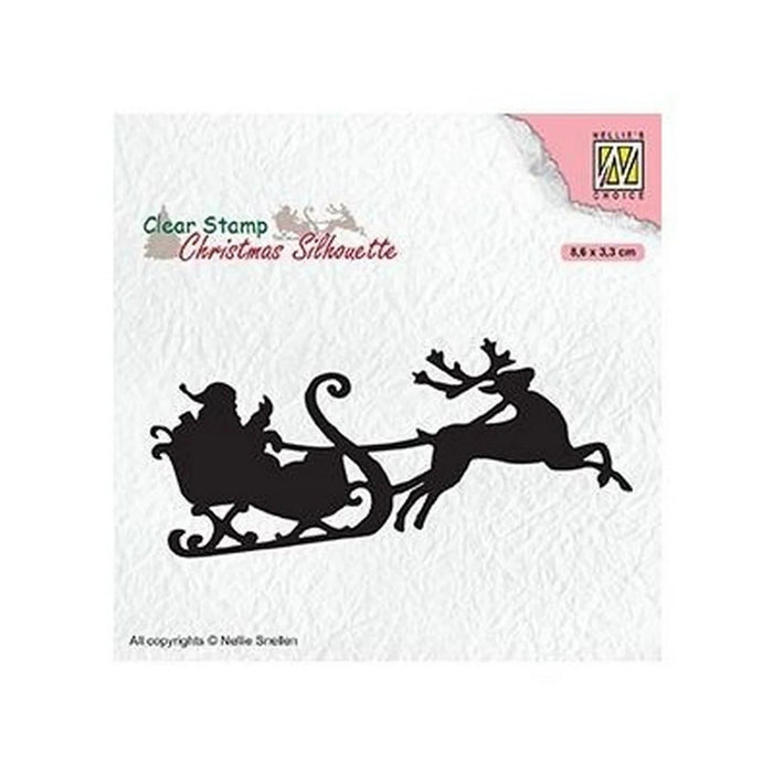 NELLIE'S CHOICE • CHRISTMAS SILHOUETTES CLEAR STAMPS SANTA CLAUS WITH REINDEER SLEIGHT - CSIL011