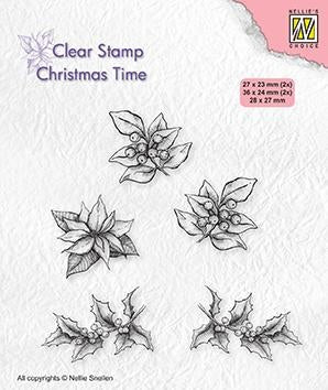 CHRISTMAS TIME CLEAR STAMP POINSETTIA - CT036