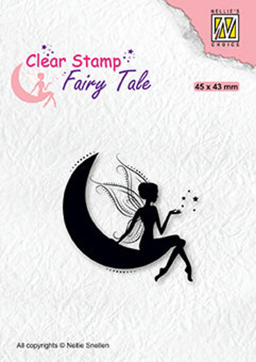 NELLIE'S CHOICE CLEAR STAMP FAIRY TAIL ELF ON MOON - FTCS019