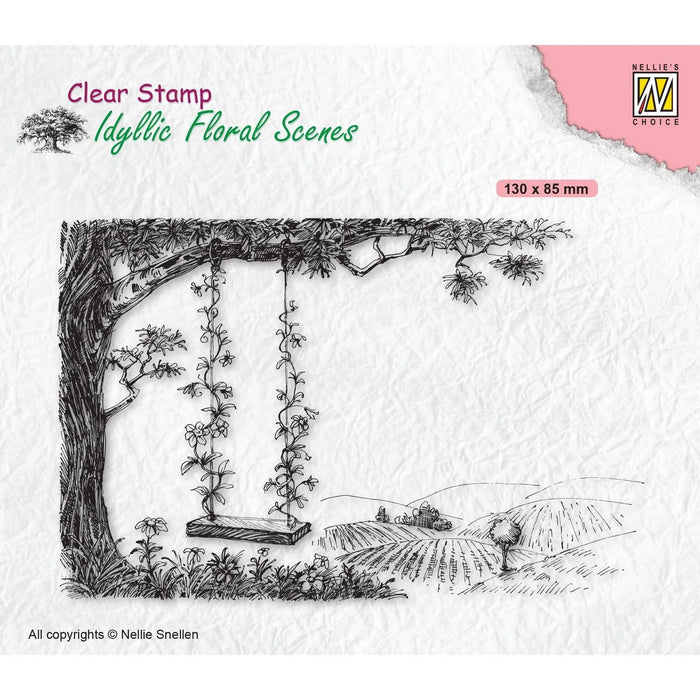 NELLIE'S CHOICE • IDYLLIC FLORAL SCENES CLEAR STAMPS TREE WITH SWING - IFS035