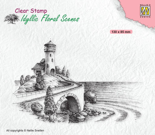 NELLIE'S CHOICE CLEAR STAMP SEA WITH LIGHTHOUSE - IFS037