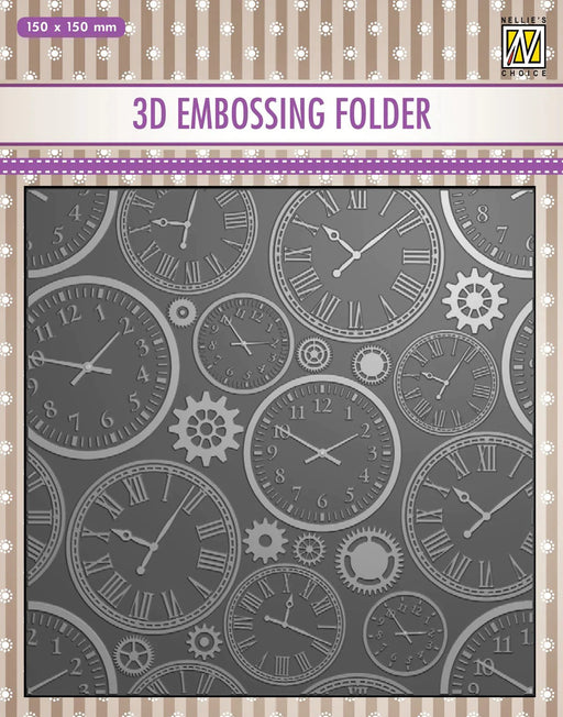 NELLIE'S CHOICE 3D EMBOSSING FOLDER - TIME - NEF3D031