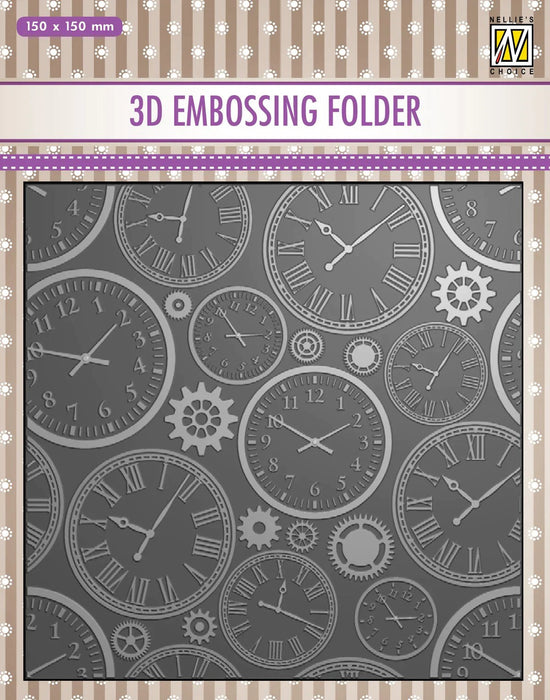 NELLIE'S CHOICE 3D EMBOSSING FOLDER - TIME - NEF3D031