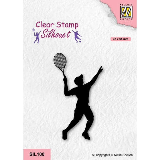 NELLIE'S CHOICE • SILHOUET CLEAR STAMPS SPORTS SERIES TENNIS PLAYER - SIL100