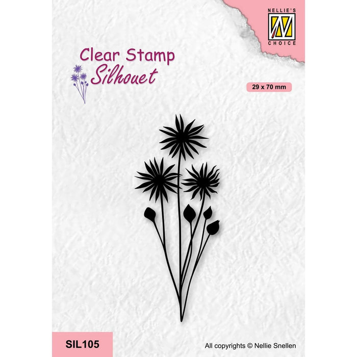 NELLIE'S CHOICE • SILHOUET FLOWERS CLEAR STAMPS -18 - SIL105
