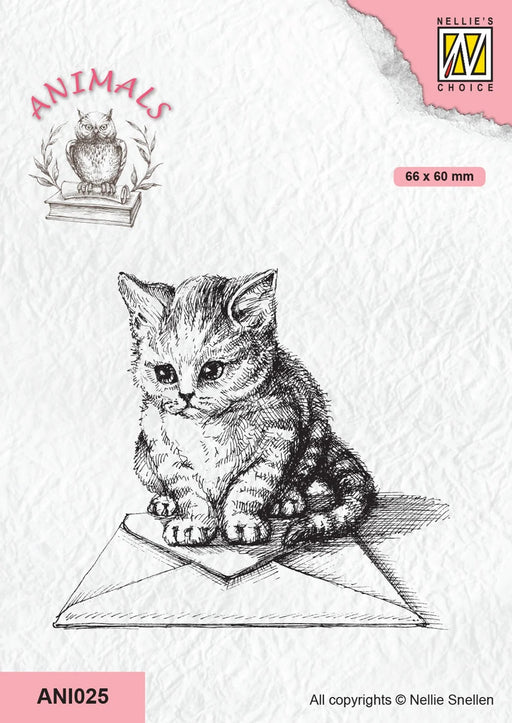 NELLIE'S CHOICE CLEAR STAMP KITTEN WITH ENVELOPE - ANI025