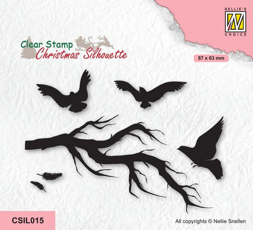 NELLIE'S CHOICE CLEAR STAMP BRANCH WITH BIRDS - CSIL015