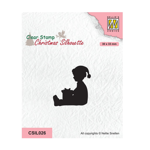 NELLIE'S CHOICE • CHRISTMAS SILHOUETTES CLEAR STAMPS LITTLE BOY GOT A PRESENT - CSIL026