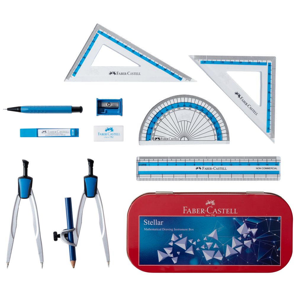 FABER - CASTELL STELLAR MATHEMATICAL DRAWING INSTRUMENT BOX- 16-367314 ...