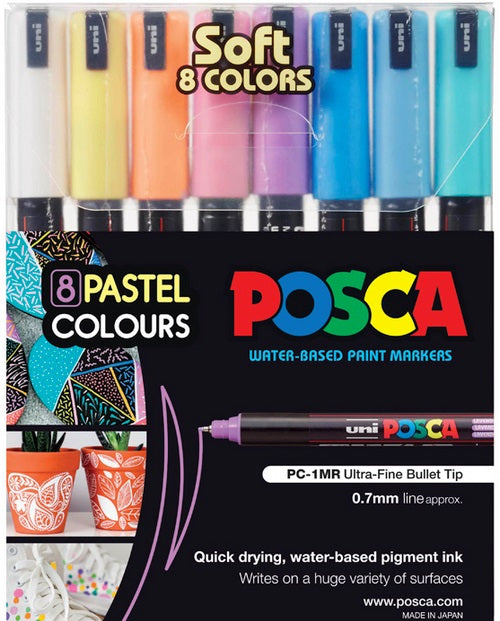 POSCA PAINT MARKER PC1 8 PKT SOFT COLOURS - PC1MRSC8C