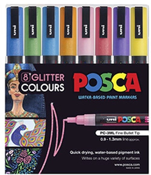 POSCA PAINT MARKER PC3 8 PKT GLITTER - PC3MGL8C