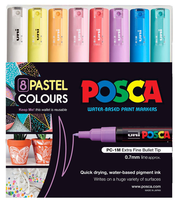POSCA PAINT MARKER PC1 8 PKT SOFT COLOURS - PC1MSC8C