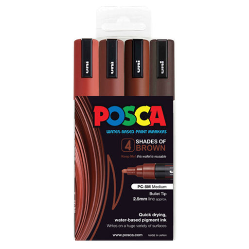 POSCA COLORING PEN SHADES OF BROWN PK 4 GIFT PACK  - PC5M4PSHBN