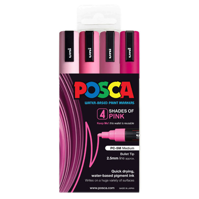POSCA COLORING PEN SHADES OF PINK PK 4 GIFT PACK -PC5M4PSHPK