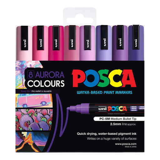 POSCA COLORING PEN  AURORA COLOURS PK 8 -PC5MAC8C