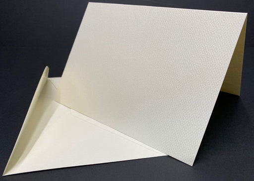 50 X IVORY TEXTURED S/FOLD CARDS WITH ENV - PL4 BULK