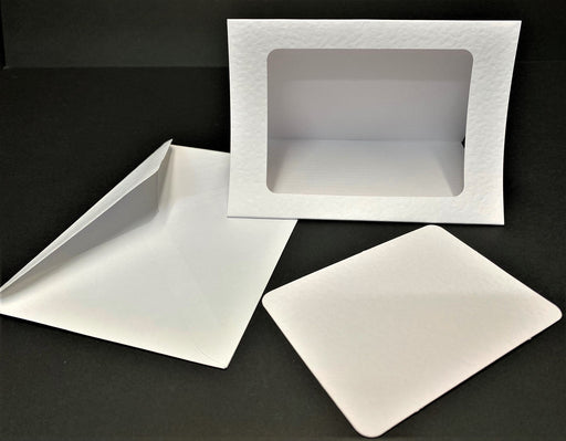 LRG RECTANGLE CUTOUT 3 PANEL WHITE TEXTUR CARDS & ENV PKT 50 - LR1 BULK