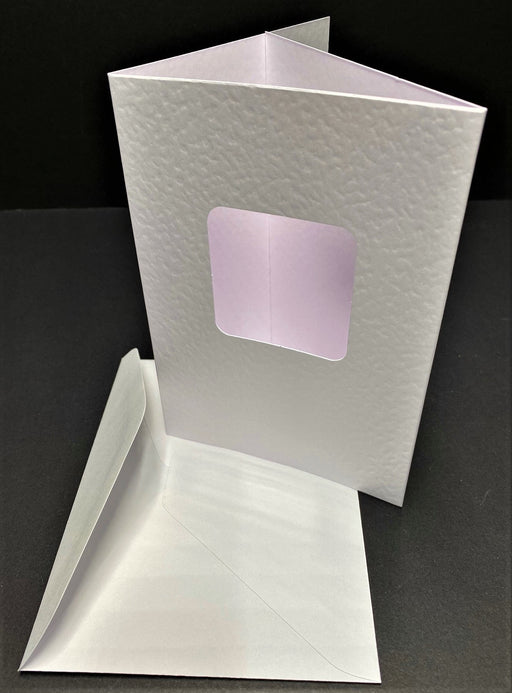 SQUARE CUTOUT 3 PANEL WHITE TEXTURE CARDS & ENV PKT 50 - SQ1 BULK