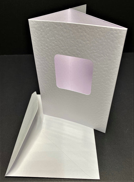 SQUARE CUTOUT 3 PANEL WHITE TEXTURE CARDS & ENV PKT 50 - SQ1 BULK
