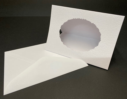 PK50 WHITE TEXTURED DECKLE OVAL CARDS & ENV - OVD1 BULK